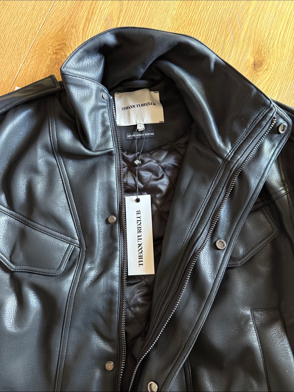 THE COUTURE CLUB oversized faux leather biker jacket - Picture 3 of 5